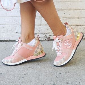 Louis Vuitton Rare Pink & Damier Azur Run Away Sneakers